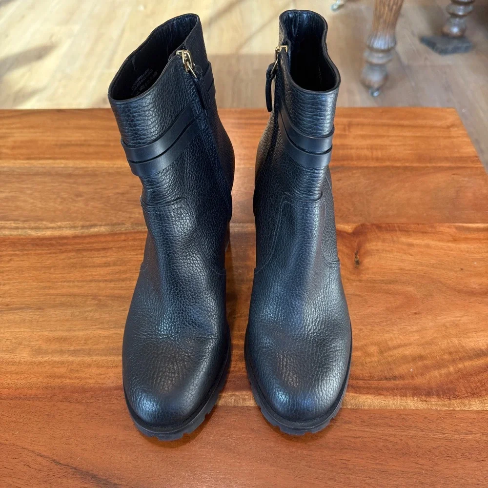 Tory Burch Women's Black Leigh‎ 90mm Lug Sole Bootie Size 9.5